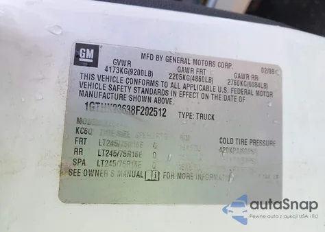 2008 GMC Sierra 2500Hd Sle1 из США, поврежденный, VIN 1GTHK23638F202512